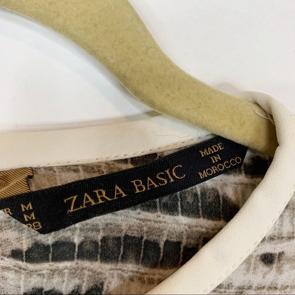 ZARA striped blouse long sleeve gray/cream 1440 - Picture 5 of 7